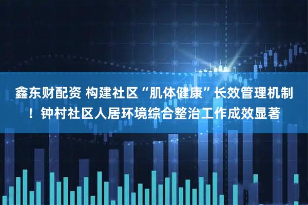 鑫东财配资 构建社区“肌体健康”长效管理机制！钟村社区人居环境综合整治工作成效显著